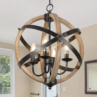 Rustic 4-Light Farmhouse Chandelier for Kitchen Living Room Hallway Bedroom Foyer Entryway