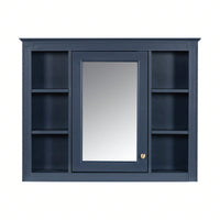 Wall Mounted Bathroom Storage Cabinet, Modern Bathroom Wall Cabinet With Mirror, Mirror Cabinet With 6 Open Shelves