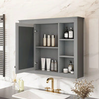 Wall Mounted Bathroom Storage Cabinet, Modern Bathroom Wall Cabinet With Mirror, Mirror Cabinet With 6 Open Shelves