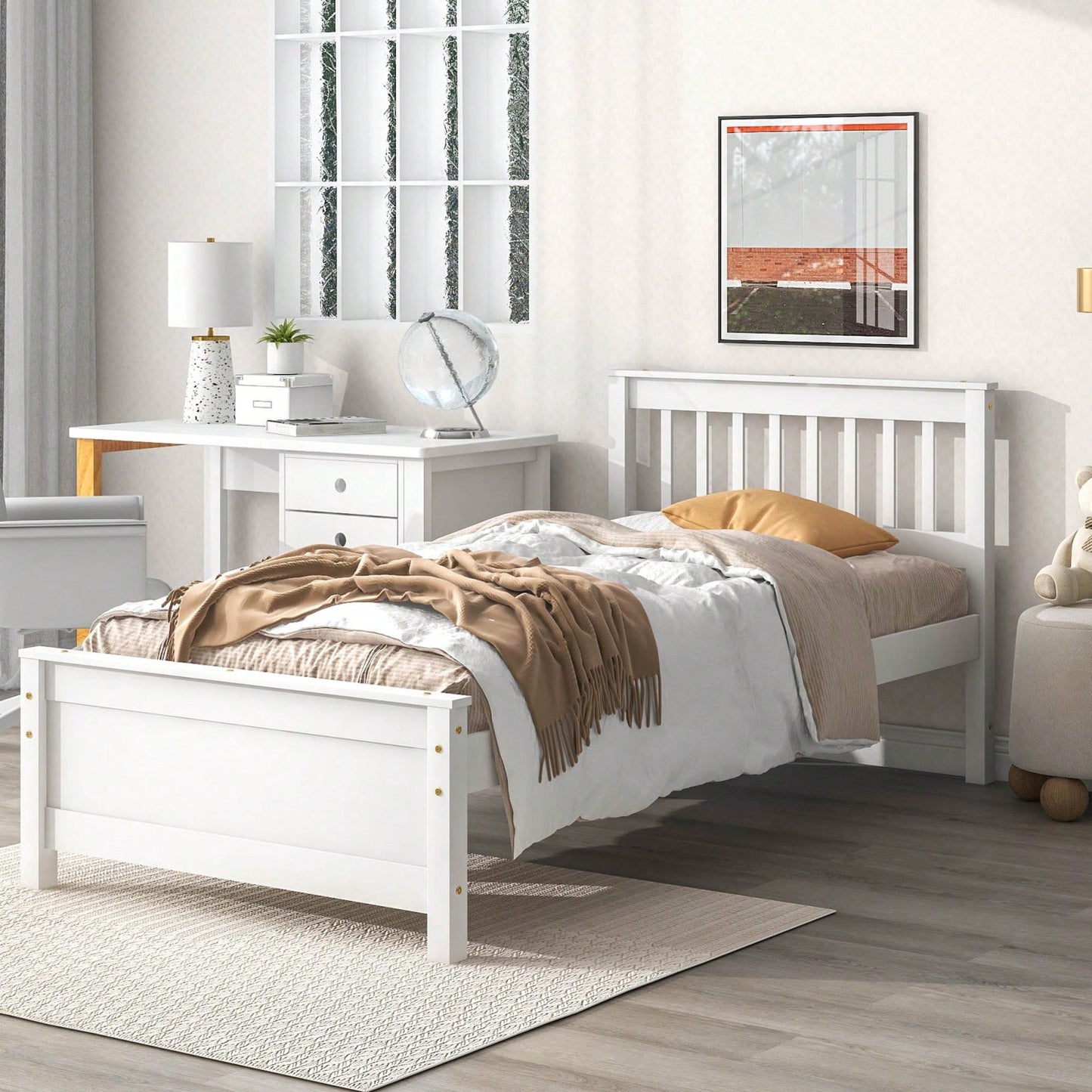 Twin Bed With Headboard And Footboard For Kids, Teens, Adults,With A Nightstand