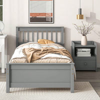 Twin Bed With Headboard And Footboard For Kids, Teens, Adults,With A Nightstand