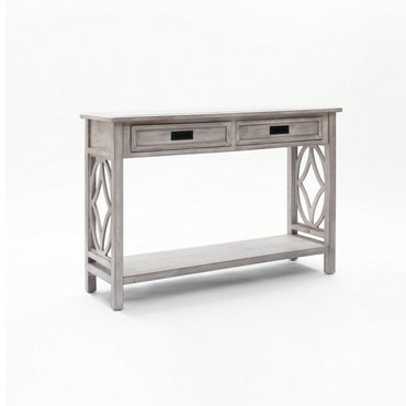 Retro 2-Drawer Console Table with Shelf for Stylish Home Entry Storage