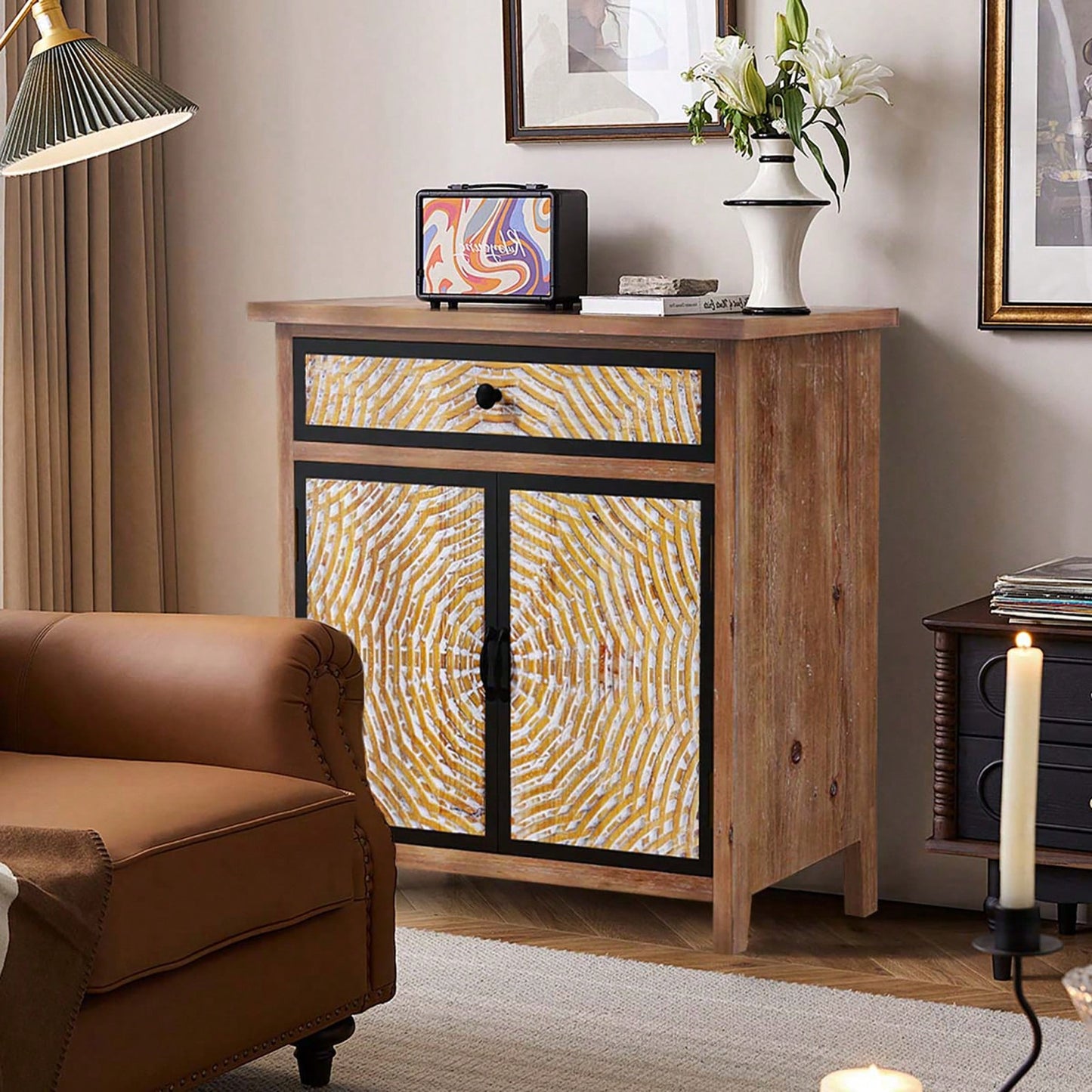 Stylish Storage Cabinet with Drawers and Doors for Living Room Dining Room Entryway Buffet Server