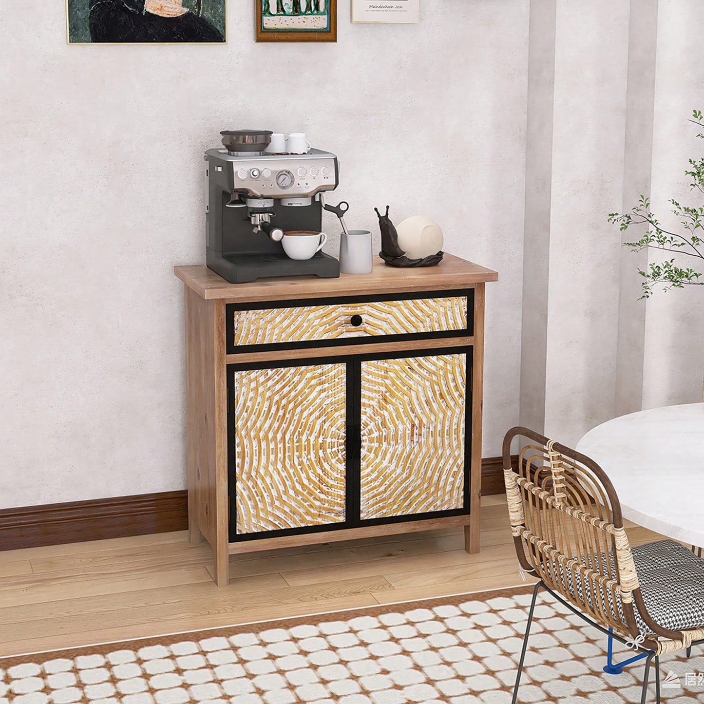 Stylish Storage Cabinet with Drawers and Doors for Living Room Dining Room Entryway Buffet Server