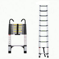 9.5ft Aluminum Telescoping Ladder with Stabilizers and Hooks - 330lbs Capacity Multi-Purpose for Home and Industrial Use