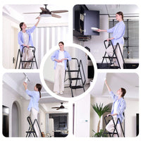 5-Step Folding Ladder Stool with Anti-Slip Wide Pedals and Safety Handle Lightweight 300 lb Capacity Portable Steel Ladder