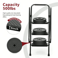 5-Step Folding Ladder Stool with Anti-Slip Wide Pedals and Safety Handle Lightweight 300 lb Capacity Portable Steel Ladder