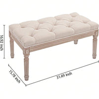 32" French Vintage Bedroom Bench Upholstered Dining Benches, Fabric End Of Bed Bench For Bedroom Dining Room Living Room Entryway