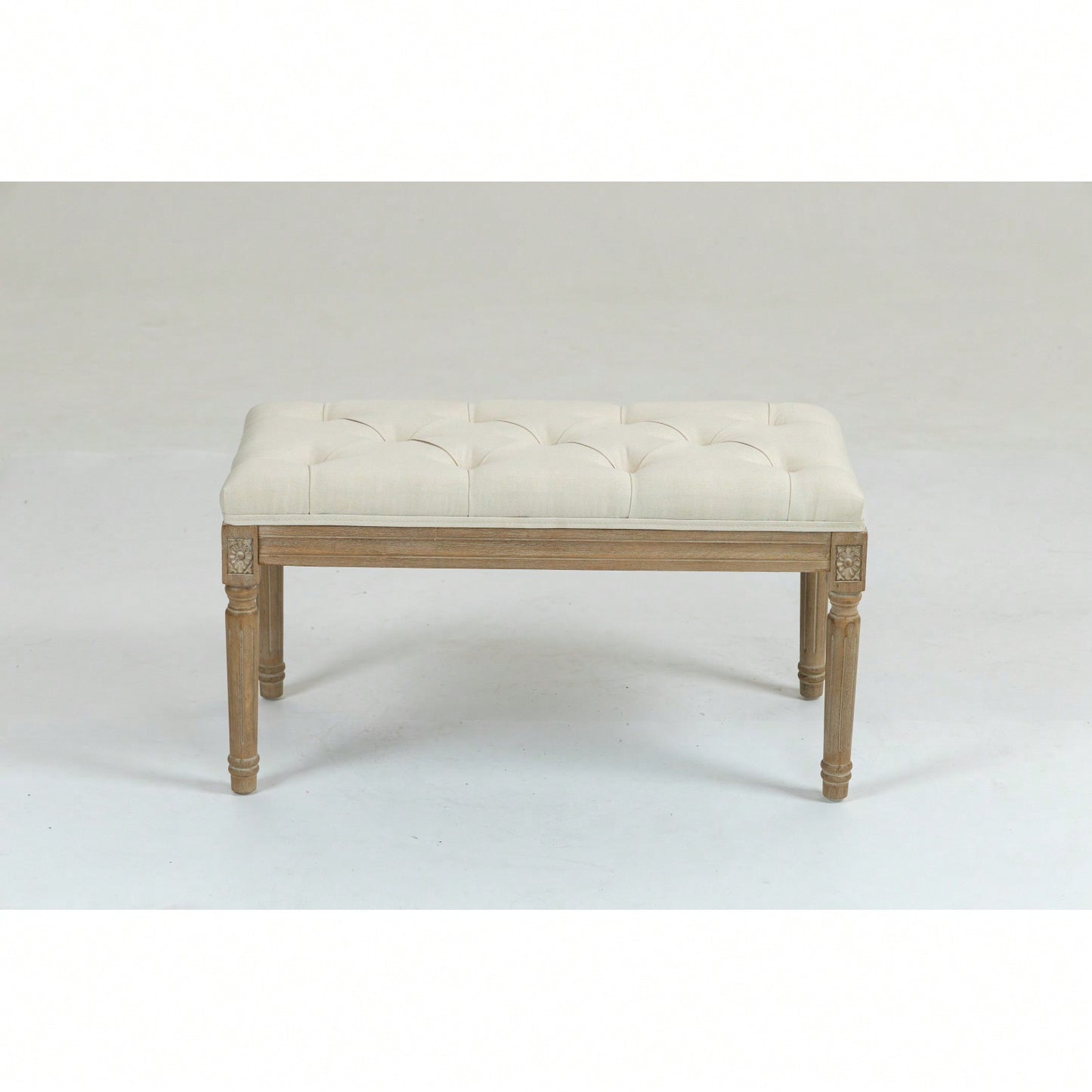 32" French Vintage Bedroom Bench Upholstered Dining Benches, Fabric End Of Bed Bench For Bedroom Dining Room Living Room Entryway