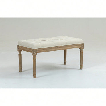 32" French Vintage Bedroom Bench Upholstered Dining Benches, Fabric End Of Bed Bench For Bedroom Dining Room Living Room Entryway
