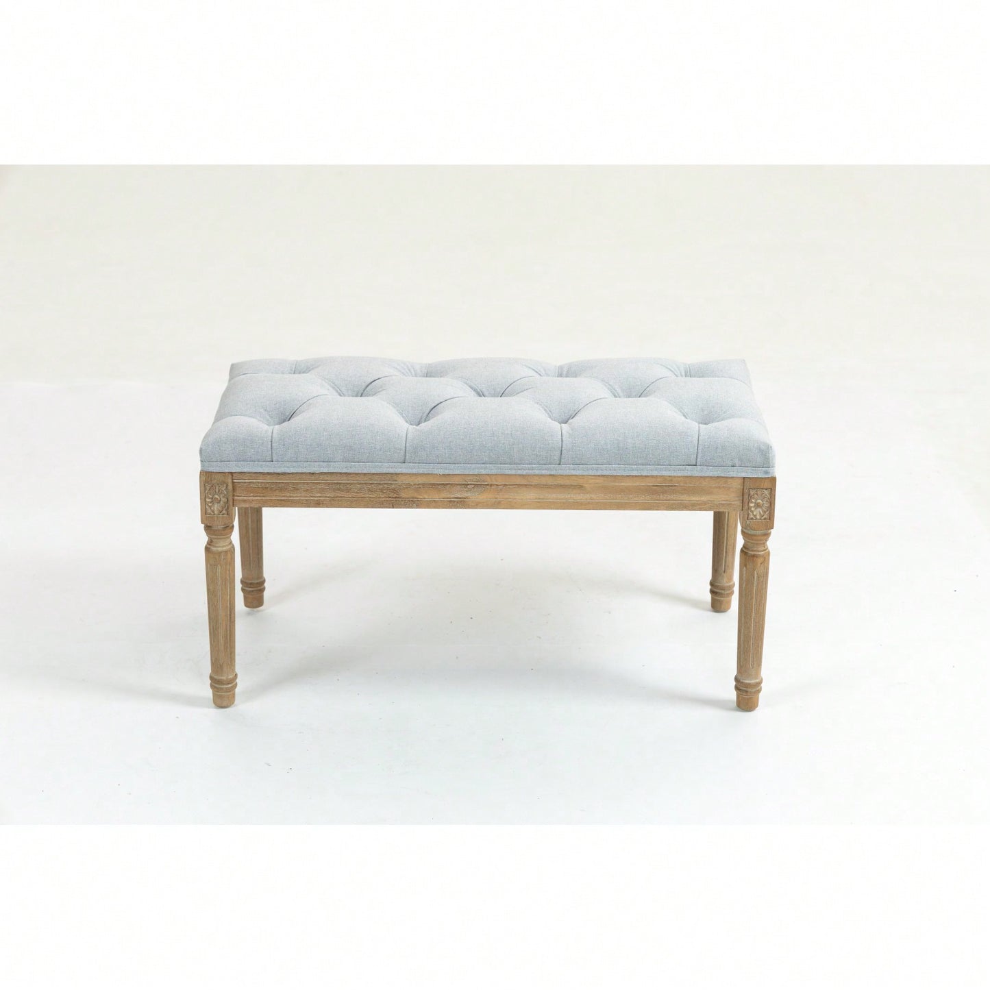 32" French Vintage Bedroom Bench Upholstered Dining Benches, Fabric End Of Bed Bench For Bedroom Dining Room Living Room Entryway