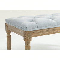 32" French Vintage Bedroom Bench Upholstered Dining Benches, Fabric End Of Bed Bench For Bedroom Dining Room Living Room Entryway