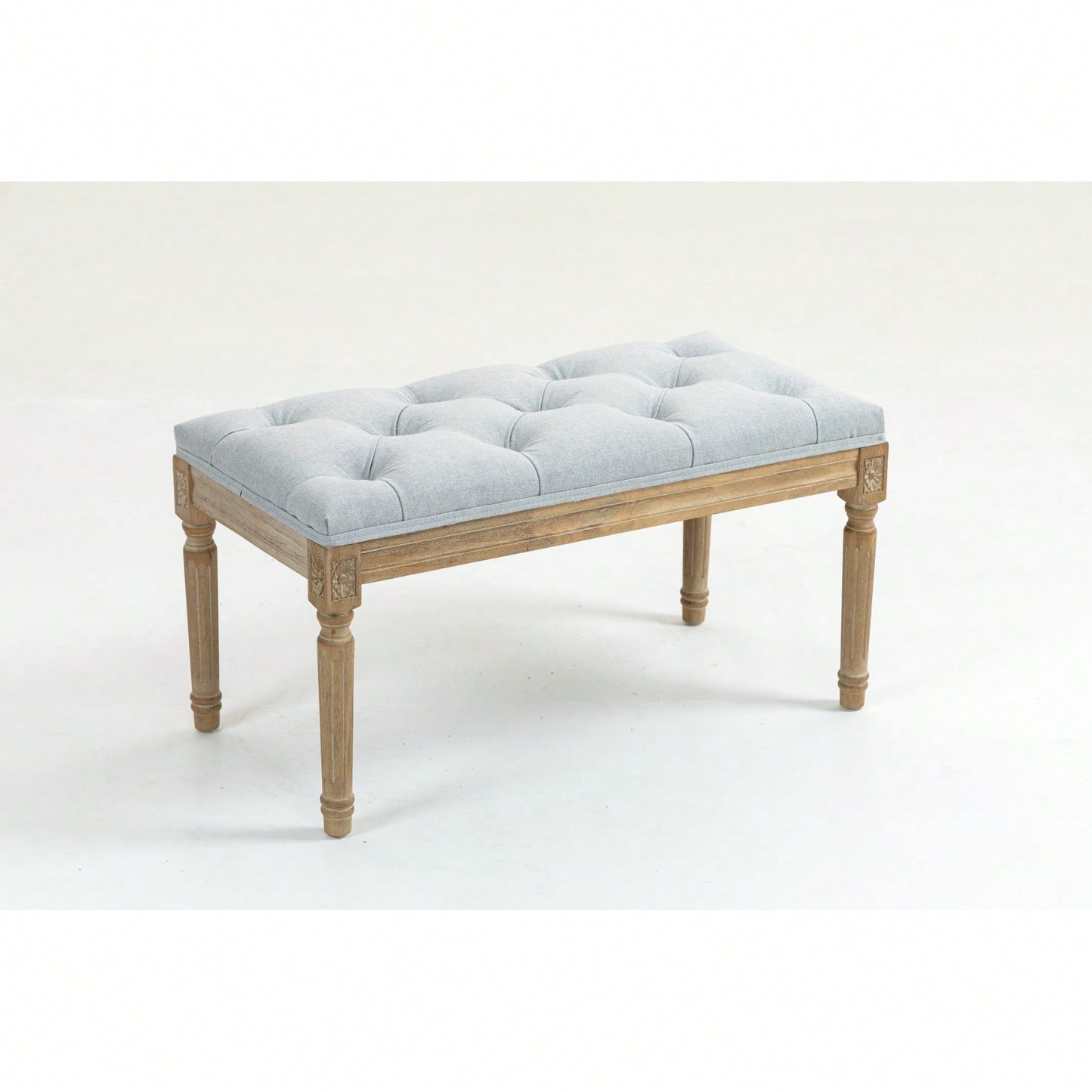 32" French Vintage Bedroom Bench Upholstered Dining Benches, Fabric End Of Bed Bench For Bedroom Dining Room Living Room Entryway