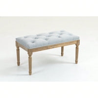 32" French Vintage Bedroom Bench Upholstered Dining Benches, Fabric End Of Bed Bench For Bedroom Dining Room Living Room Entryway