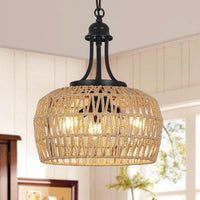 3-Light Boho Rattan Chandelier Light Fixture, Natural Rattan Pendant Light With Woven Lampshade For Kitchen Bedroom Island Hallway