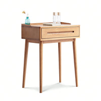 Compact Solid Wood Dresser Table with Storage Drawer for Small Spaces - 60cm Natural Bistro Desk for Bedroom Living Room or Entryway