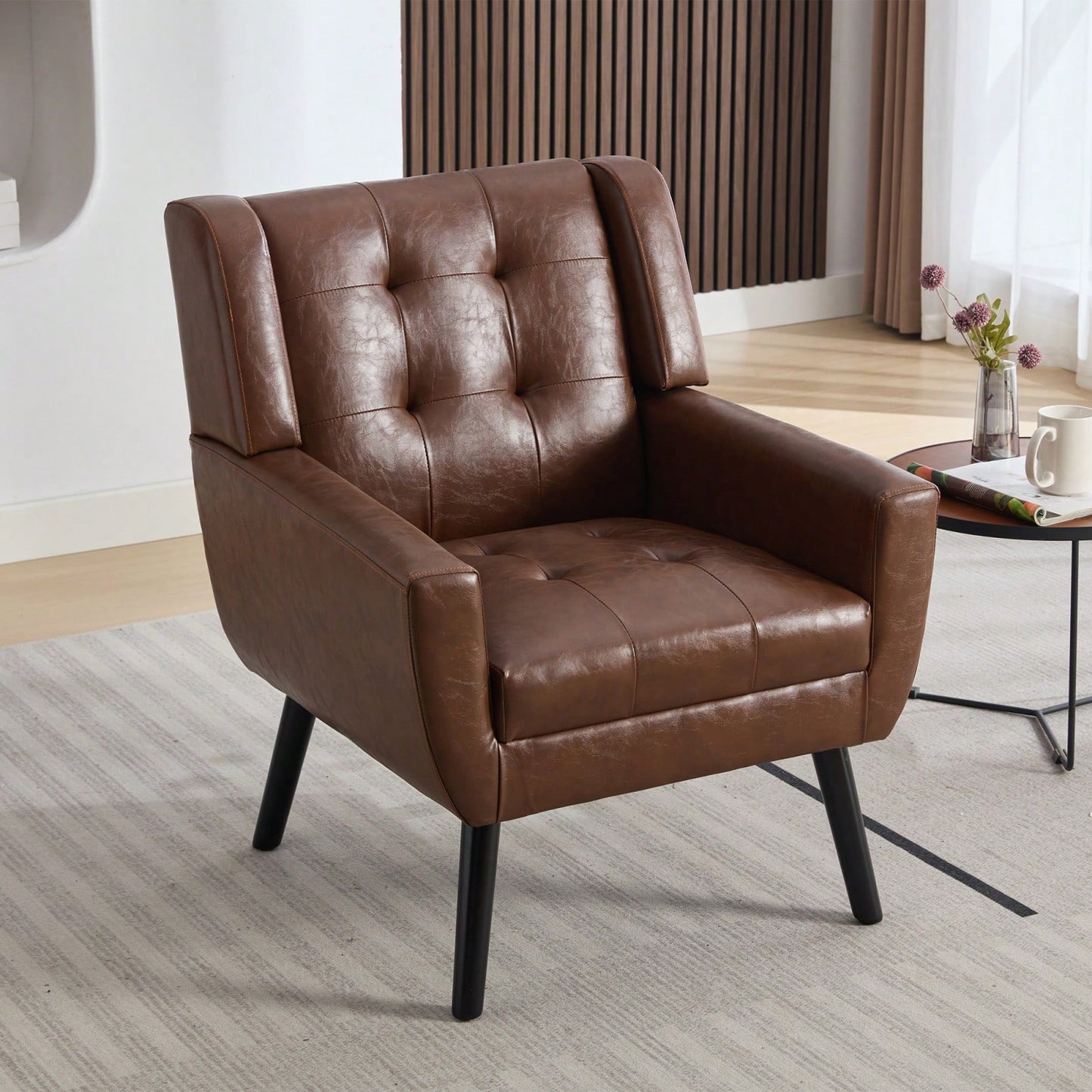 Soft Teddy Material Ergonomics Accent Chair Living Room Chair Bedroom Chair Home Chair With Black Legs For Indoor Home