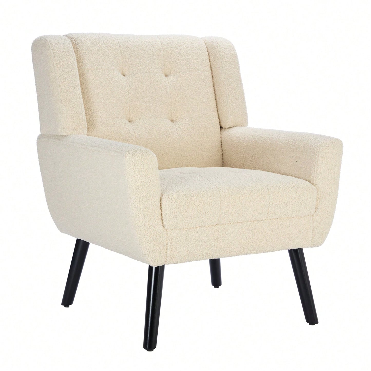 Soft Teddy Material Ergonomics Accent Chair Living Room Chair Bedroom Chair Home Chair With Black Legs For Indoor Home