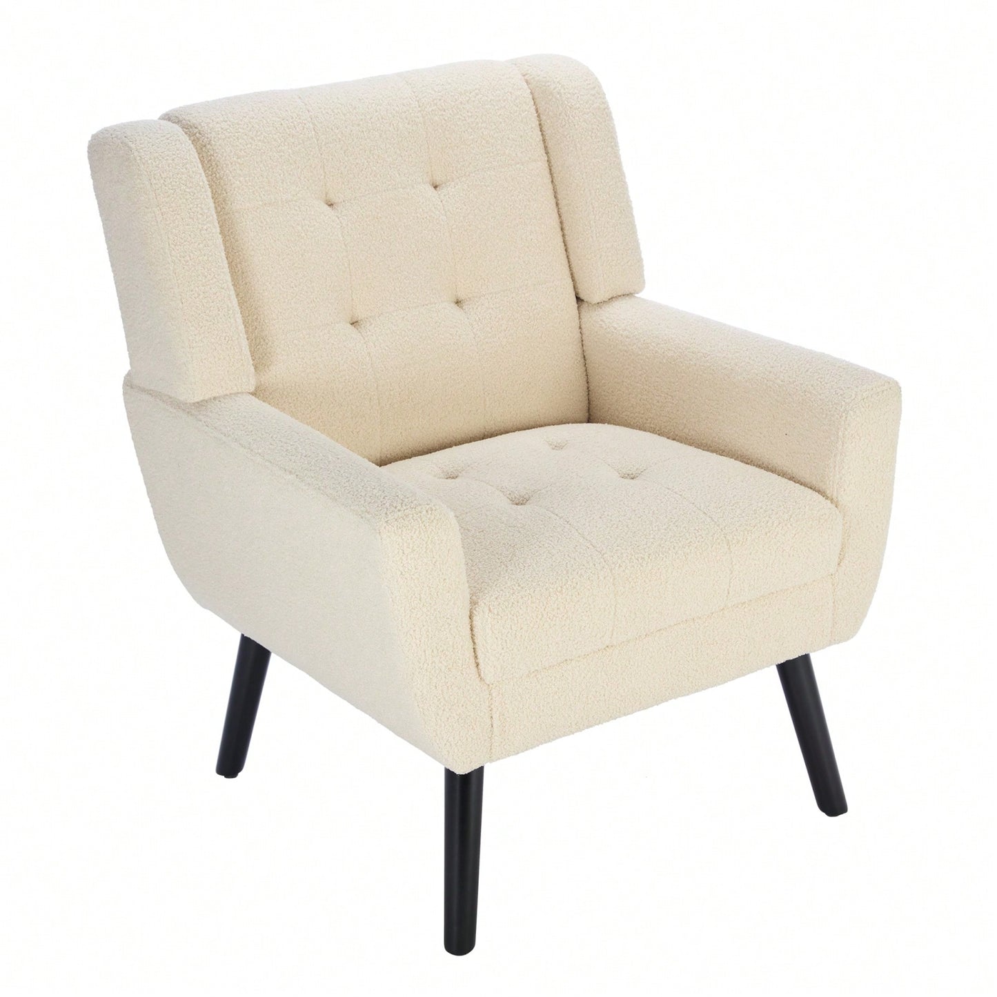 Soft Teddy Material Ergonomics Accent Chair Living Room Chair Bedroom Chair Home Chair With Black Legs For Indoor Home