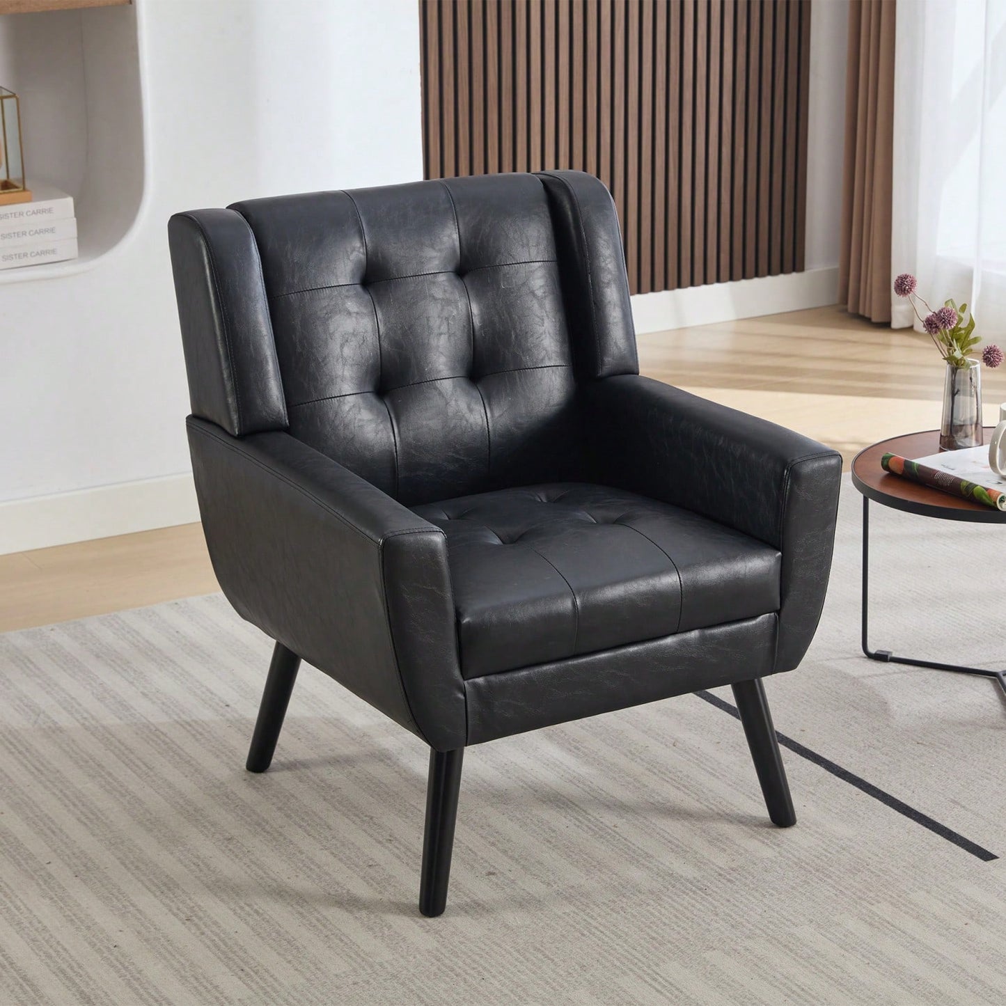 Soft Teddy Material Ergonomics Accent Chair Living Room Chair Bedroom Chair Home Chair With Black Legs For Indoor Home