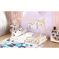 Full Size Tent Floor Bed With Triangle Structure