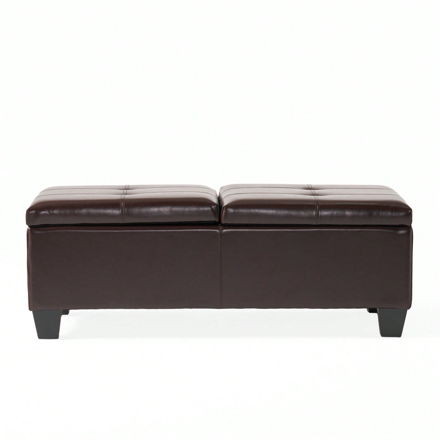 Tray Top Storage Ottoman, Soft Leather, Espresso Legs