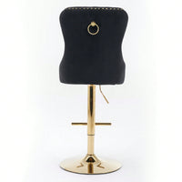Adjustable Velvet Bar Stools Set of 2 with Back and Swivel Modern Tufted Counter Height Seating for Kitchen Island and Home Bar
