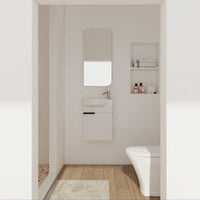 Compact 16 Inch Wall Mounted Bathroom Vanity with Soft Close Door and Ceramic Sink for Small Spaces