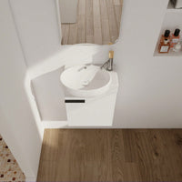 Compact 16 Inch Wall Mounted Bathroom Vanity with Soft Close Door and Ceramic Sink for Small Spaces