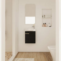 Compact 16 Inch Wall Mounted Bathroom Vanity with Soft Close Door and Ceramic Sink for Small Spaces