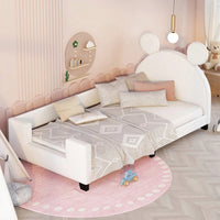 Twin Size Upholstered Daybed With Carton Ears Shaped Headboard