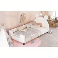 Twin Size Upholstered Daybed With Carton Ears Shaped Headboard