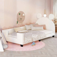 Twin Size Upholstered Daybed With Carton Ears Shaped Headboard