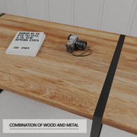 Rustic Farmhouse Dining Table for 4-6 with 1.5 Inch Thick Wood Top and Sturdy Black Metal Legs