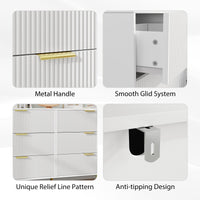 White Dresser With 6 Deep Drawers, Modern Chest Of Drawers With Gold Handles For Bedroom, Living Room, Hallway, Easy Assembly