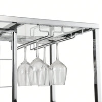 Spacious 12 Bottle Wine Rack with 15 Stemware Holders and 3-Tier Glass Shelves for Kitchen and Dining Room