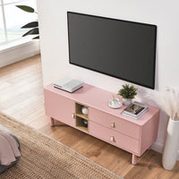 Modern Wooden TV Cabinet with Leather Handle Drawers Multi-Functional Storage Solution for Home