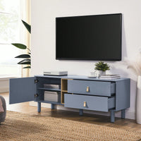 Modern Wooden TV Cabinet with Leather Handle Drawers Multi-Functional Storage Solution for Home