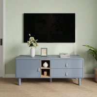 Modern Wooden TV Cabinet with Leather Handle Drawers Multi-Functional Storage Solution for Home