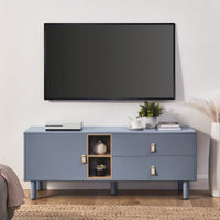 Modern Wooden TV Cabinet with Leather Handle Drawers Multi-Functional Storage Solution for Home