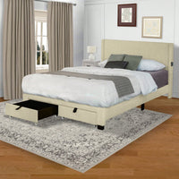 Queen Upholstered Platform Bed With Drawers, Stripe Velvet Fabric, No Box Spring Required