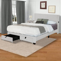 Queen Upholstered Platform Bed With Drawers, Stripe Velvet Fabric, No Box Spring Required