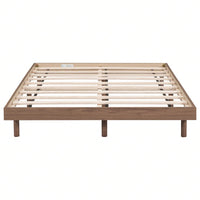 Modern Full Floating Platform Bed Frame With Wood Slat Support, No Box Spring Needed, Easy Assembly, Queen Size