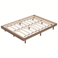 Modern Full Floating Platform Bed Frame With Wood Slat Support, No Box Spring Needed, Easy Assembly, Queen Size