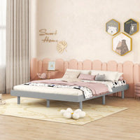 Modern Full Floating Platform Bed Frame With Wood Slat Support, No Box Spring Needed, Easy Assembly, Queen Size