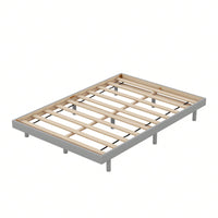 Modern Full Floating Platform Bed Frame With Wood Slat Support, No Box Spring Needed, Easy Assembly, Queen Size