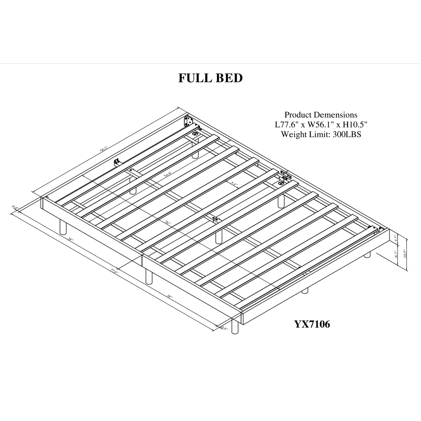 Modern Full Floating Platform Bed Frame With Wood Slat Support, No Box Spring Needed, Easy Assembly, Queen Size
