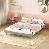 Modern Full Floating Platform Bed Frame With Wood Slat Support, No Box Spring Needed, Easy Assembly, Queen Size