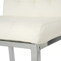 Modern Counter Stools (Set Of 2) - Comfortable PU Leather Bar Chairs With Electroplated Legs And Grid Design - White