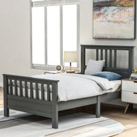 Twin Size Platform Bed Frame With Headboard And Footboard, Wood Slat Support, No Box Spring Needed, Easy Assembly